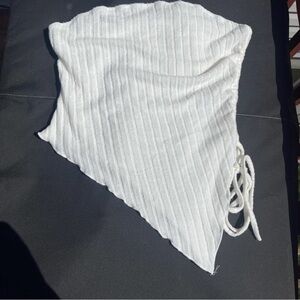 White Ribbed Knit Bandana